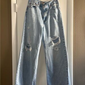 Levi's Light Blue Distressed Flare Jeans